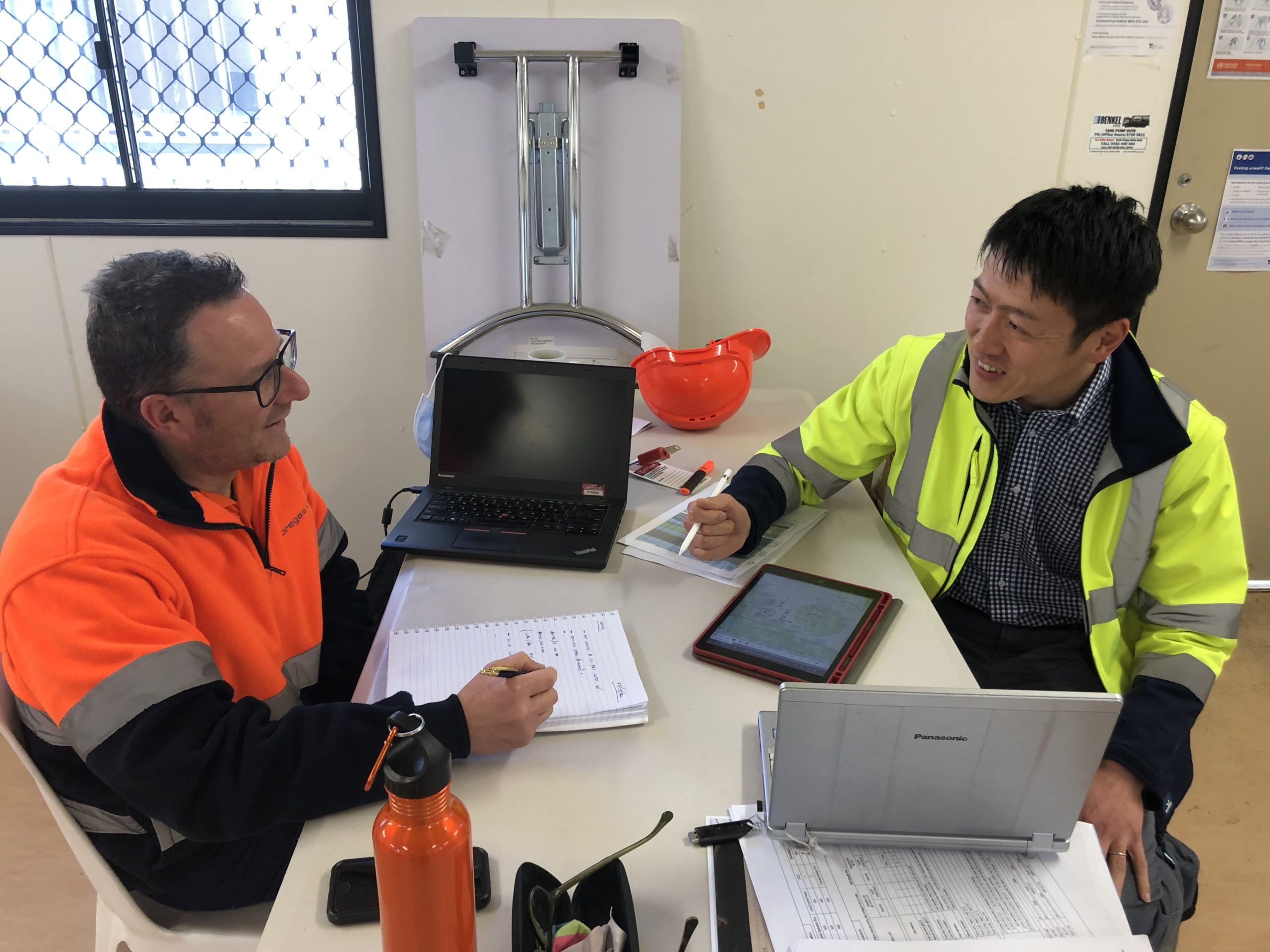 Ross Renna (left) and Hirofumi Kawazoe (right) at the HESC Project site in Hastings