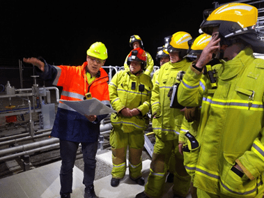 Hastings Country Fire Authority members touring the HESC liquefaction, storage, and loading facility.